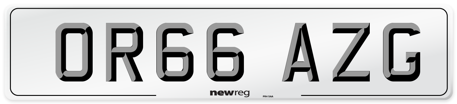 OR66 AZG Number Plate from New Reg
